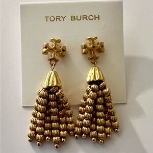 Tory Burch Gold Beaded Tassel Earrings